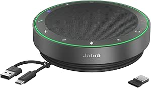 Jabra Speak2 75 Wireless Bluetooth Speakerphone - Portable Speaker with 4 Noise-Cancelling Mics, 65mm Full-Range Speakers & USB-A Bluetooth Adapter - Certified Microsoft Teams Speaker - Dark Grey