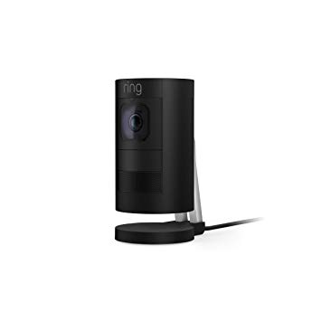 Ring Stick Up Cam Wired HD Security Camera with Two-Way Talk, Night Vision & Siren, Black, Works with Alexa