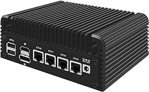 HUNSN Micro Firewall Appliance, Mini PC, OPNsense, VPN, Router PC, Intel Alder Lake-N 12th Gen N100, RJ35, GPIO, TF Slot, HDMI, DP, 4 x 2.5GbE I226-V, 16G DDR5 RAM, 128G SSD