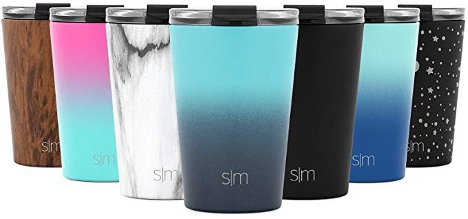 Simple Modern 12oz Classic Tumbler Travel Mug with Clear Flip Lid & Straw - Coffee Vacuum Insulated Gift for Men and Women Beer Pint Cup - 18/8 Stainless Steel Water Bottle Ombre: Bermuda Deep