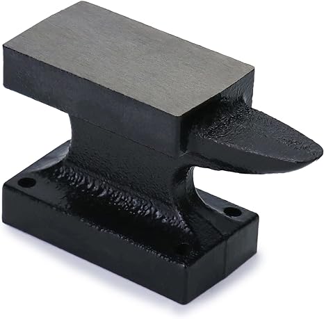 QWORK Iron Horn Anvil Bench Block, 1 Pound Cast Iron Hobby Anvil for Jewelry Making, Blue