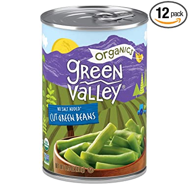 Green Valley Organics Cut Green Beans | Certified Organic | Non-GMO Project Verified | Deliciously Tender-Crisp | 14.5 ounce can (Pack of 12)