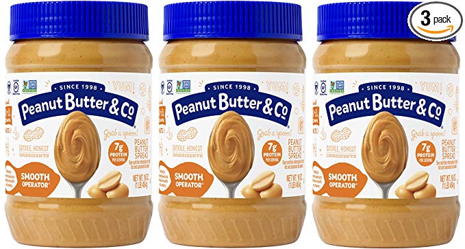 Peanut Butter & Co. Smooth Operator Peanut Butter, Non-GMO Project Verified, Gluten Free, Vegan, 16 Ounce (Pack of 3)