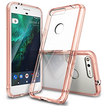 Google Pixel XL Case, Ringke [FUSION] Crystal Clear PC Back TPU Bumper [Drop Protection/Shock Absorption Technology] Raised Bezels Protective Cover For Google Pixel XL 2016 - Rose Gold Crystal