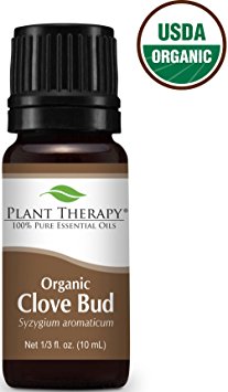 USDA Certified Organic Clove Bud Essential Oil. 10 ml (1/3 oz). 100% Pure, Undiluted, Therapeutic Grade.