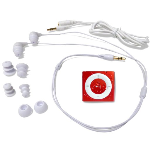 Underwater Audio Waterproof iPod Swimbuds Bundle (Red)
