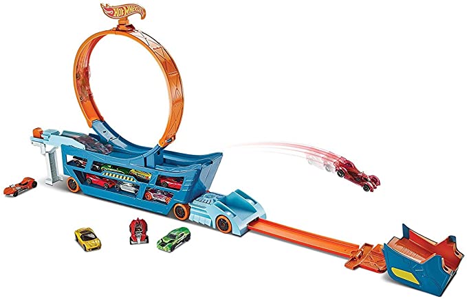 Hot Wheels DWN56 Stunt and Go Truck Loop Garage with Diecast and Mini Toy Car