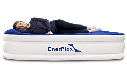 EnerPlex Never-Leak Queen Size Air Mattress, Luxury Pillow Top Airbed with Built-in Pump, Raised Double High Queen Blow Up Bed for Home Camping Travel, 2-Year Warranty