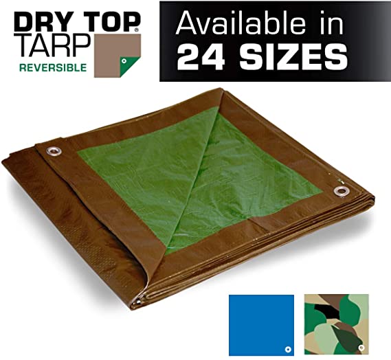 8x10 Multi-Purpose Brown/Green Medium Duty DRY TOP Poly Tarp (8'x10')
