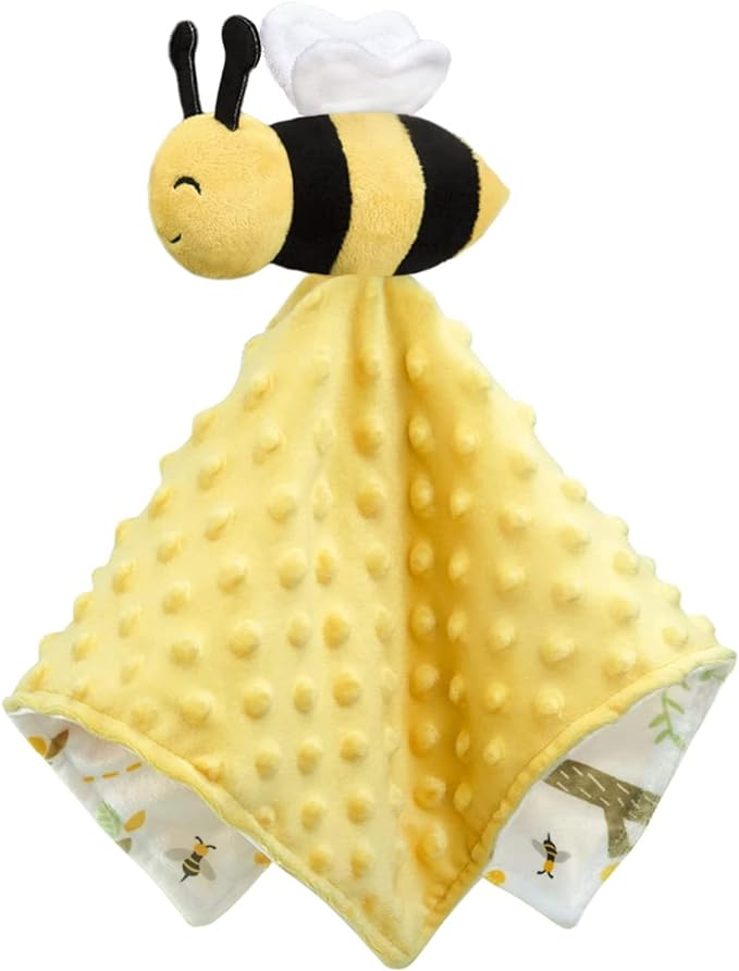 BORITAR Baby Security Blanket Soft Baby Lovey Unisex Lovey Baby Gifts for Newborn Boys and Girls Baby Snuggle Toy Baby Bee Stuffed Animal Yellow 14 Inch