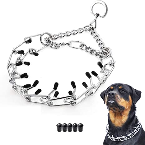 Dog Prong Collar, Classic Stainless Steel Choke Pinch Dog Chain Collar with Comfort Tips, 5 (S-17.7", Silver)