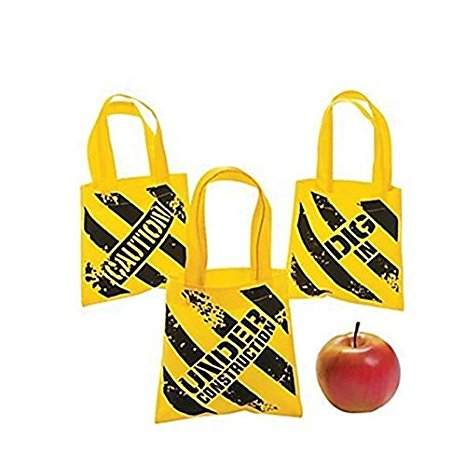 Construction Zone Mini Tote Bags - Party Supplies (24 PACK)
