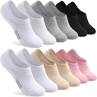 FAYBOX No Show Socks Womens Cushioned Low Cut Invisible Footies for Running Athletic Gym Ankle Socks 6 Pairs