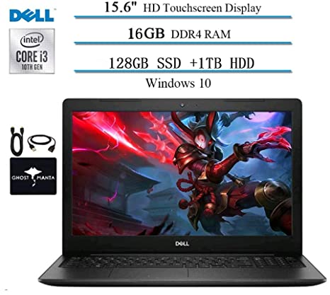 2020 Dell Inspiron 15 15.6" Touchscreen Laptop for Business Student, 10th Gen Intel i3-1005G1(Up to 3.4GHz,Beat i5-8250U), 16GB RAM, 1TB HDD   128GB PCIe SSD, Win10 w/ Ghost Manta Accessories