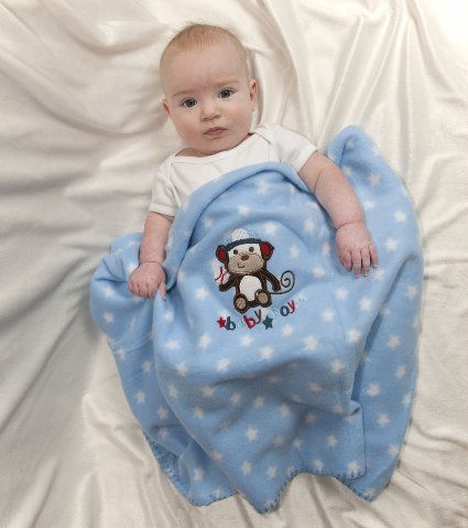 Soft and Large Baby Boy Receiving Blanket or Swaddle Blanket and Tummy Time too Monkey Playing Baseball By Simplicity Designs