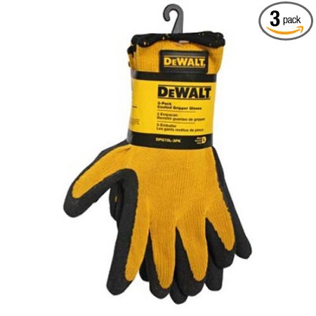 DeWalt DPG70L-3PK Coated Gripper Gloves, Large, 3-Pack