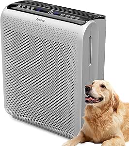 AROEVE Air Purifiers For Home Large Room Up to 1504 Sq Ft with Air Quality Sensors, Washable Filters, Filters Pet Dander, Pollen, Smoke, Dust for Bedroom Office, MK07 Silver Metal