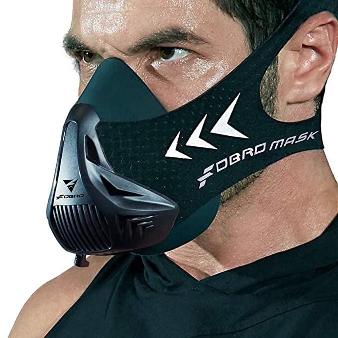 FDBRO Sports Mask Style Black High Altitude Training Conditioning Training Sport Mask 2.0 with Running Mask (Size M)