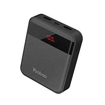 Yoobao M4Q 10000mAh Qualcomm Quick Charge 3.0 Power Bank Dual Input(USB-C & Micro)and Dual Output Portable Charger Support Huawei Fast Charge External Battery for Samsung iPhone and More-Black