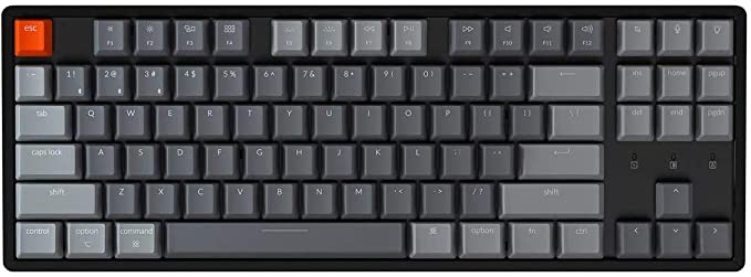 Keychron K8 Wireless Mechanical Gaming Keyboard - RGB Backlit Tenkeyless 87 Keys Bluetooth Keyboard Aluminum Frame Gateron Brown Switch for Mac Windows