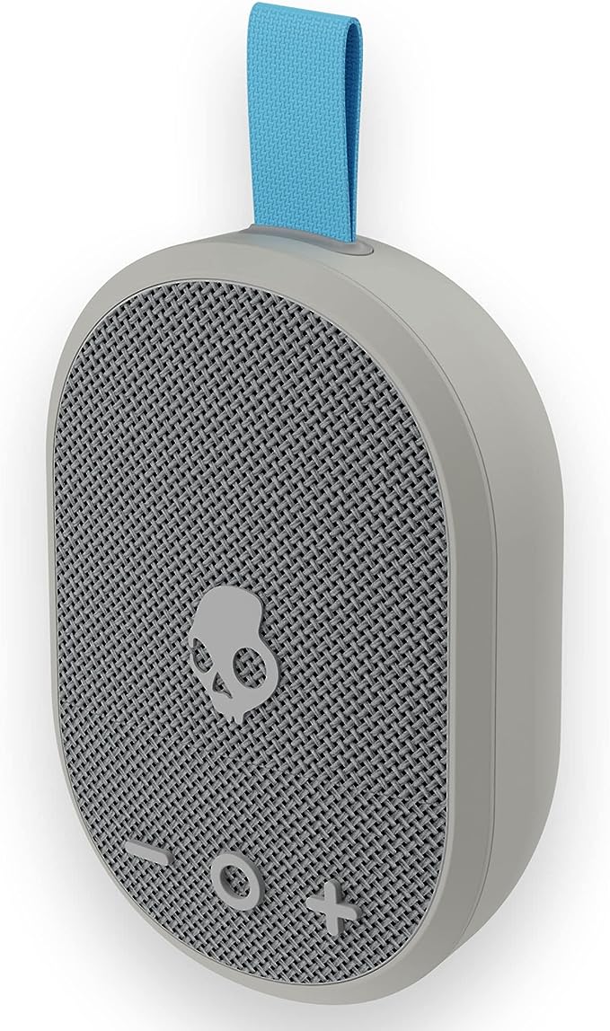 Skullcandy Ounce Wireless Bluetooth Speaker - IPX7 Waterproof Mini Portable Speaker with 16 Hour Battery, Downward Firing Passive Radiator, and Ballistic Nylon Carry Strap (Light Grey)