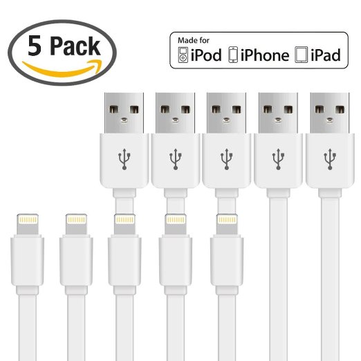 Lightning Cable, YUNSONG [5-PACK] (5ft) 1.5M iPhone charger Lightning 8pin to USB Charge and Sync Cable for iPhone 5/6/6s/Plus/iPad Mini/Air/Pro
