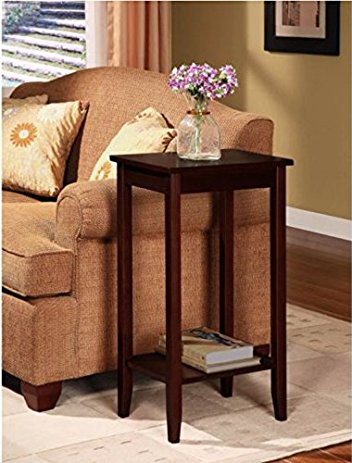 Sturdy Coffee Tall Accent End Table. Flower Vase Holder Can Be Placed on Top, the Lower Rack to Store Books. Can Be Placed Beside Sofa in the Living Room or Bedroom As Nightstand. Brown