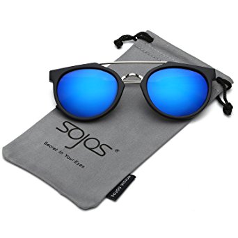 SojoS Modern Double Metal Bridge Crossbar Round Unisex Sunglasses SJ2032