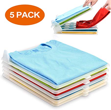 BoxLegend T Shirt Closet Organizer Clothing Dividers - 5 Pack Durable Stackable Shirt Receipt Board Shirt Folder Clothe Document Organization System