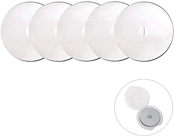 60mm Straight Rotary Replacement Blades fits Fiskars 193730-1004/Fiskars 01-005896/OLFA/DAFA/Dremel,Decorative Rotary Blades for Quilting,Scrapbooking,Leather,Vinyl etc (5pcs in a Pack)