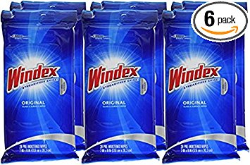 Windex Original Glass and Surface Wipes, 28 Count (Pack of 6)