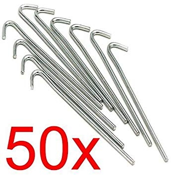 LIVIVO Heavy Duty Galvanised For Long Life Steel Tent Pegs Metal Camping