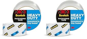 Scotch Heavy Duty Shipping and Moving Packing Tape, Clear, Packing and Moving Supplies, 1.88 in. x 54.6 yd., 1 Tape Roll (Pack of 2)