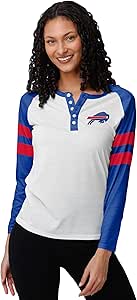 FOCO Women's NFL Team Logo Ladies Fashion Shirt Long Sleeve Henley