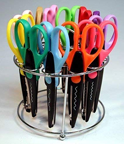 Strokes Office Supplies 12 Paper Edger Scissors with Organizer Stand! Great for Teachers, Crafts, Scrapbooking (SBA5115) (Limited Edition)