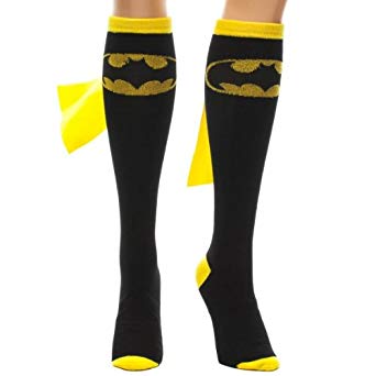 Batman Superhero Black Cape Sock, Womens shoe size 5-10