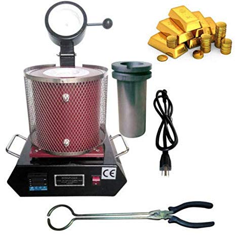 Electric Melting Furnace, 1150℃/2102 ℉ Digital Melter Melting Scrap Machine 1500W/2100W Casting Refining Precious Metals Gold Silver Copper 2/3KG (2Kg, 1500W, Red)