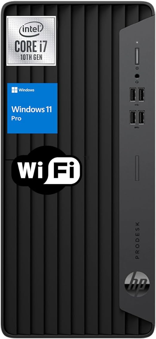 HP ProDesk 400 G7 Business Microtower Desktop, Intel Core i7-10700 Processor, 32GB RAM, 1TB SSD, DVD-RW, DP, Wired Keyboard & Mouse, Wi-Fi, Windows 11 Pro, Black