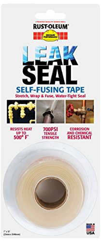 Rust-Oleum 276714 High Performance LeakSeal Silicone Self-Fusing Tape, 10-Foot by 1-Inch, Clear, 6-Pack