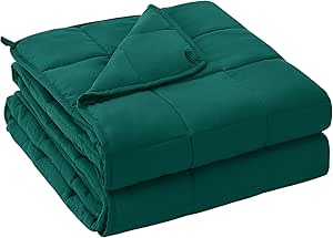 yescool Weighted Blanket for Adults (17 lbs, 60" x 80", Dark Green) Cooling Heavy Blanket for Sleeping Perfect for 160-180 lbs, Queen Size Breathable Blanket with Premium Glass Bead, Machine Washable