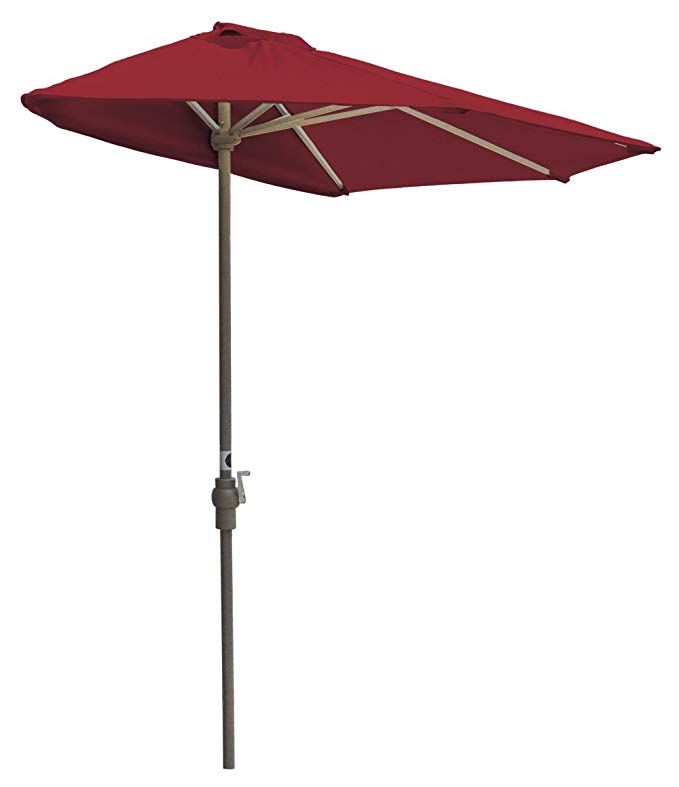 Blue Star Group Off-The-Wall Brella Sunbrella Half Umbrella, 7.5'-Width, Jockey Red