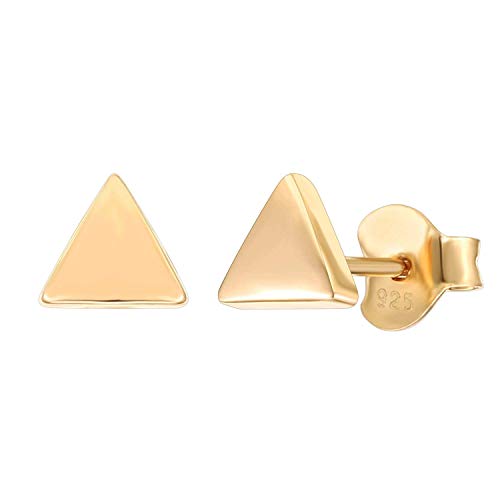 PAVOI 14K Gold Plated 925 Sterling Silver Earrings | Tiny Dot/Triangle Disc Stud Earrings | Gold Stud Earrings for Women