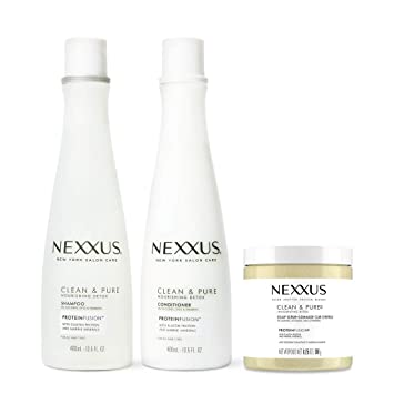 Nexxus, Clean Pure Hair Regimen Pack Detox Hair Products Shampoo Conditioner and Scrub Sulfate Free Silicone free Paraben Free, 38.25 Ounce