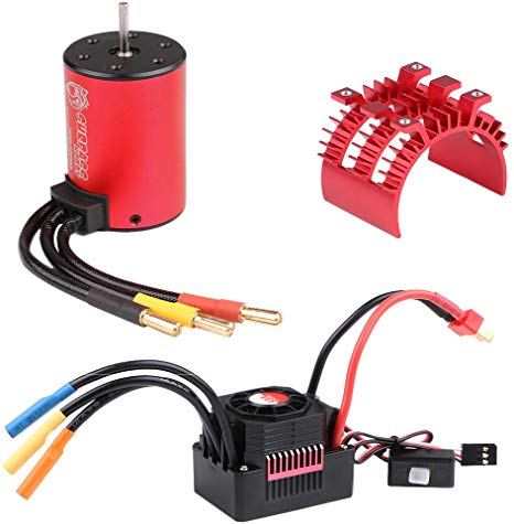 Innovateking 3650 5200KV Brushless Motor with 60A ESC Electronic Speed Controller and Aluminum Heat Sink Waterproof Combo Set 3.175mm Shaft for 1/10 RC Car