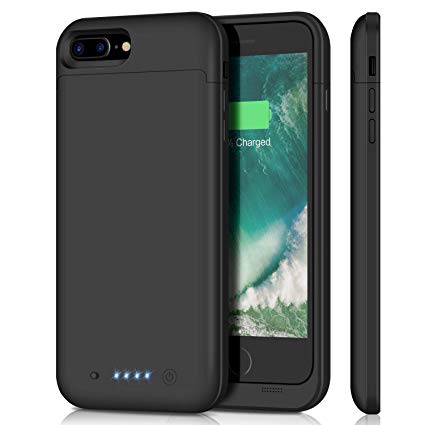 iPhone 8 Plus/iPhone 7 Plus Battery Case 7000mAh, Portable Protective Battery Pack Charging Case for iPhone 7Plus & iPhone 8Plus (5.5 Inch) Rechargeable Extended Battery Charger Case - Black
