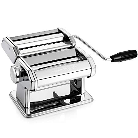 Stainless Steel Pasta Maker Machine - Homemade Pasta Noodle Machine With Adjustable Pasta Roller, Pasta Cutter, Hand Crank