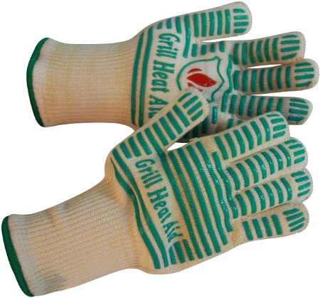 Extreme 932F Heat Resistant - Light-Weight Flexible BBQ Gloves - 100 Cotton Lining For Super Comfort - Mint Green Stripes for Ultimate Grip - Versatile than Oven Mitts and Pot Holders