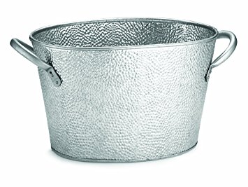 TableCraft GT159 Oval Stainless Steel Beverage Tub with Galvanized Pebbled Texture, 15 by 9 by 7.5-Inch