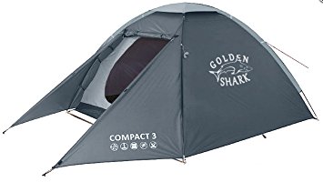 GoldenShark Compact 3 - Portable 3 Person Outdoor Tent, Classic design 2 Door, Dual Layer Lightweight Waterproof Backpacking Tent for Outdoor Sports, Camping, Hiking, Beach activity