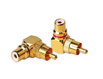Gold-Plated RCA Right Angle Adapter Set - 90°RCA Female to Male Connector